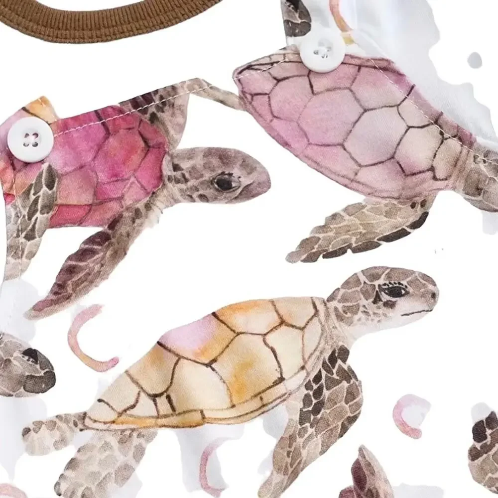 New baby turtle print romper 0-3 months